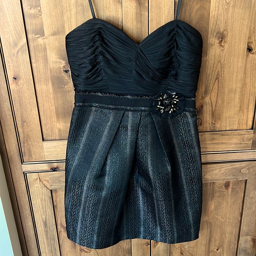 NWT BCBG Black Sparkly Cocktail Dress- strapless